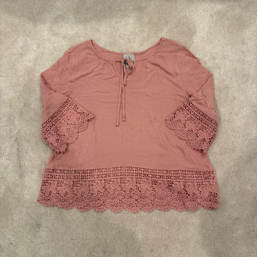 Lace Trim Pink Top